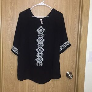 Black chiffon scoopneck top